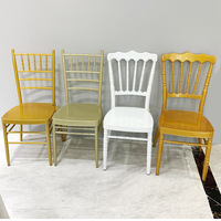 Chaise Chiavari Napoléon en métal doré blanc empilable pour événements et réceptions de mariage – Vente en gros à prix réduit