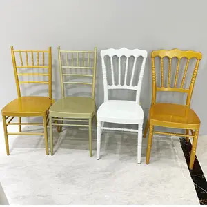 Cheap Metal Stackable Golden White Resin Chiavari Chair Wedding Chair For Sale