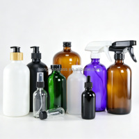 500ml 16oz Boston Glasflasche Klar Mattiert Grün Kobaltblau Bernstein Braun Glasflasche für Shampoo Saft Ätherisches Öl Sirup