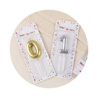 Bougies numérotées 0-9 Or et Argent, fournitures promotionnelles pour fêtes, pour la décoration de gâteaux d'anniversaire, inserts plaqués or en boîte