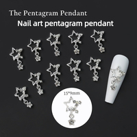 Nouveau design français luxueux, breloques 3D pour ongles, pendentif étoile brillant en cristal, breloques étoiles en métal non toxiques pour DIY