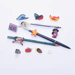Ready to Ship 1pcs Pencil Toppers Covers for Kids Gift PVC Charms for Drinking Straw Promotional gift DIY Decoration