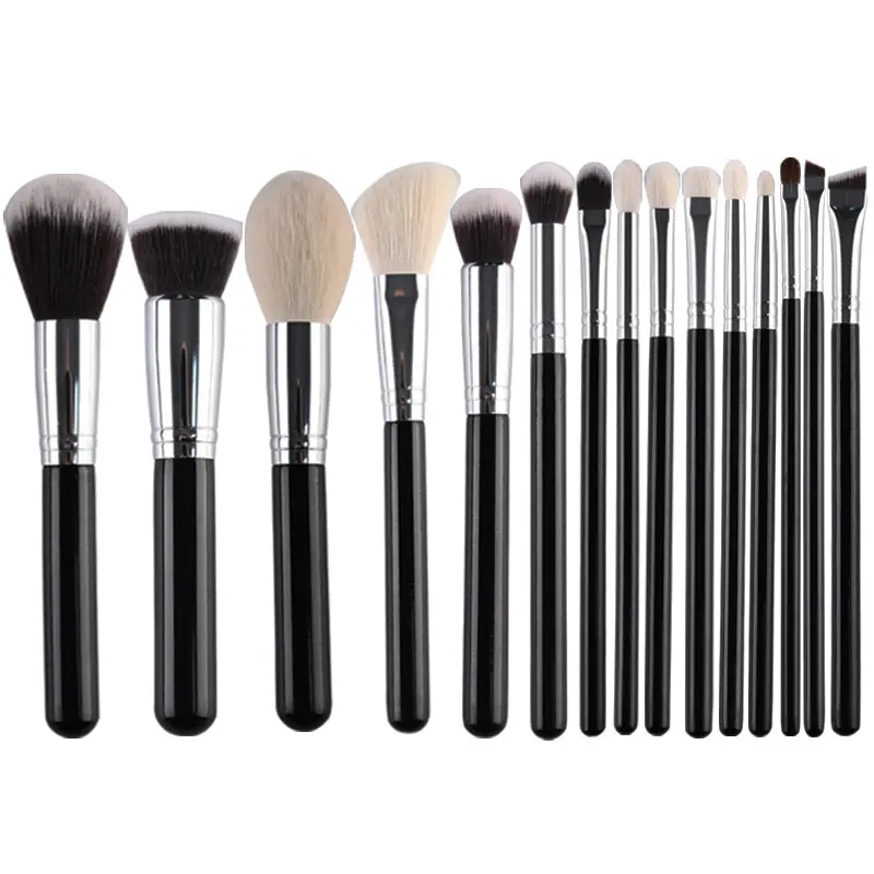 Muestra gratis Etiqueta Privada 15 piezas brocha de maquillaje profesional sombra de ojos base en polvo herramientas cosméticas juego de brochas de maquillaje Kit de herramientas