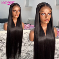 5x5 Transparente Lace Closure Klebefreie Lace Front Perücke 200 Dichte Lange Glatte Hochwertige Vietnamesische Echthaar-Perücke