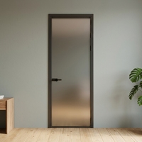 Portes Françaises Modernes en Aluminium Étanche avec Double Vitrage Trempé, Ouverture Latérale Manuelle pour Appartement, Intérieur d'Hôtel
