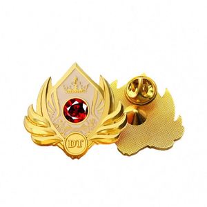 Zinc Alloy Gold-Plated Single-Sided Custom Design <b>Pin</b> <b>Badges</b> with Die Cutting Printing for Souvenir & Holiday Decor - Product Image 1