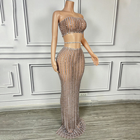 Novance Y4158 Fabricant de vêtements pour femmes Robes de soirée élégantes sexy de luxe sans manches avec strass Robe de fête grande taille