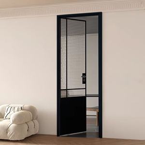 Watboc diseño minimalista casa Interior Retro francés puertas abatibles vidrio abatible puerta de aluminio solo vidrio templado puerta abatible - Product Image 2