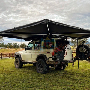 Dachzelt Leinwand Markise Plus Version mit LED-Leuchten Regens ichere Standings D-Form Autos eite Freistehende 270-Grad-Markise - Product Image 4