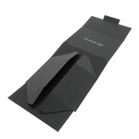 Boîte rigide pliable avec fermeture magnétique noire, logo imprimé personnalisé, emballage en carton de luxe imperméable pour vêtements, chaussures, chaussettes