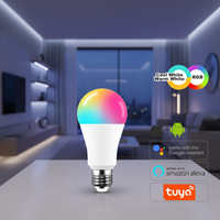 Ampoule LED intelligente WiFi RGB à intensité variable 9W E26 E27 B22, contrôle par application, blanc chaud multicolore, fonctionne avec Alexa Google Home