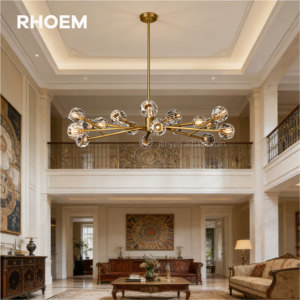 Lámpara Colgante RHOEM RH de 60 Pulgadas, Redonda, de <span class=keywords><strong>Cristal</strong></span> K9 y Latón Sólido, para Venta al Por Mayor - Product Image 6