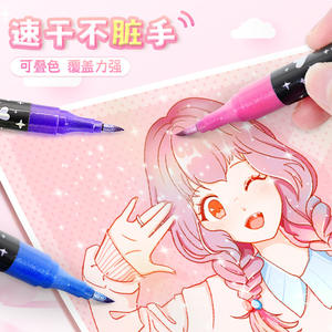 Juego de Marcadores de Arte de Doble Punta con Brillantina para Pintar el Cabello en Dos Colores, Rotuladores de Acuarela de Punta Suave, Suministros de Papelería del Fabricante - Product Image 4