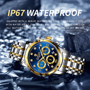 Montre de luxe BINBOND Six Hands pour homme, montre à quartz, bracelet en acier inoxydable, cadran à aiguilles lumineuses, 42 mm, résistante à l'eau 30 m - Product Image 4