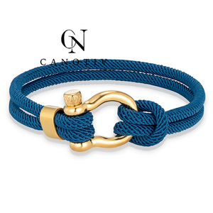 <span class=keywords><strong>Bracelet</strong></span> en corde tressée fait main en acier inoxydable fermoir en fer à cheval en métal doré <span class=keywords><strong>Bracelet</strong></span> pour hommes femmes bijoux de mode cadeau - Product Image 1