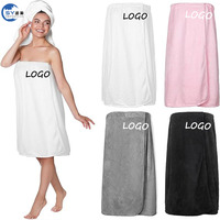 Venta al por mayor logotipo personalizado suave Spa Salon Fitness Spa toallas de microfibra envolturas corporales vestido bañera toalla Bata
