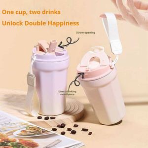 Premium 304 Stainless Steel Vacuum Insulated Coffee Mug Ceramic Lined with <b>Straw</b> Laser Engraved Logo Business Gift <b>Cup</b> Wholesale - Product Image 6