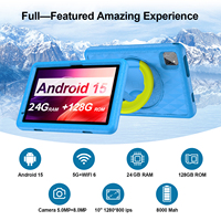 Tablette de jeu pour enfants FS Wholesale avec écran de 10,1 pouces, 6 Go + 128 Go, 4G, emplacement pour carte SIM et Wi-Fi, Android 15