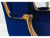 Canapé français classique doré doré avec rembourrage en velours bleu chaises de canapé simples fauteuil de canapé en tissu provincial français en bois massif