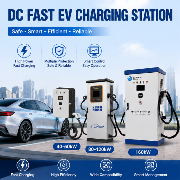 DC Fast EV Charging Station 40kW 160kW Smart Electric Vehicle Charger Multiple Protection Commercial Use