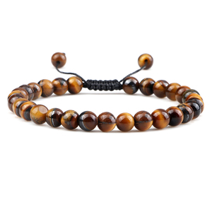 6mm Massive Perlen Natürliche Heilkraft Edelstein Kristall perlen Unisex verstellbare Makramee Armbänder - Product Image 4