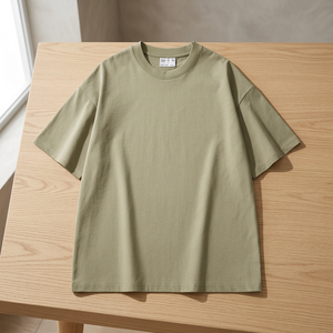 เสื้อยืดผู้ชาย แขนสั้น ทรงหลวม ผ้าคอตตอนถัก 100% หนา 300gsm ไม่เป็นขุย ทรงโอเวอร์ไซส์ สไตล์ลำลอง ใส่สบายสำหรับฤดูร้อน - Product Image 3