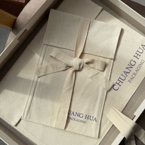 Chuanghua Natural Cotton <b>Envelope</b> Dust Bag Ribbon Tie Custom Logo Printed Recyclable for Handbag Clothing Jewelry Protection - Product Image 1