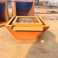 Bol à eau en acier corten pour feu de gaz, cascade - Tendance 2026, taille personnalisée, couleur rouille, extérieur, écologique, foyer à bois