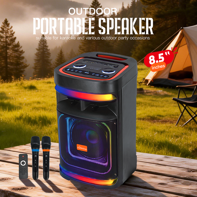Wireless Portable High Power RGB LED Subwoofer Speaker Deep Bass Outdoor Party V5.3 IPX-6 Waterproof Voice Control TF Card USB