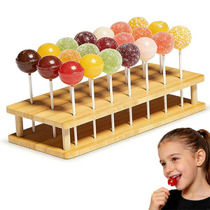 Expositor de madera porosa para piruletas, expositor de mostrador para tiendas departamentales para pequeños brochetas de espino glaseado, cumpleaños - Product Image 1
