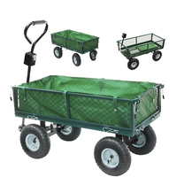 Chariot à quatre roues en acier fermé haute capacité avec roulements robustes pour le transport d'outils en extérieur