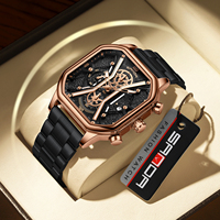 Montre à quartz Sanda Luxury Square Sport Fashion avec bracelet en acier inoxydable, chronographe, date, aiguilles lumineuses, 20 mm, étanche