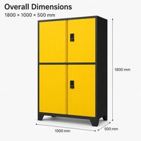 Armoire à outils en acier à quatre portes avec serrures électroniques indépendantes, étagères réglables pour le rangement des outils dans le garage et l'atelier