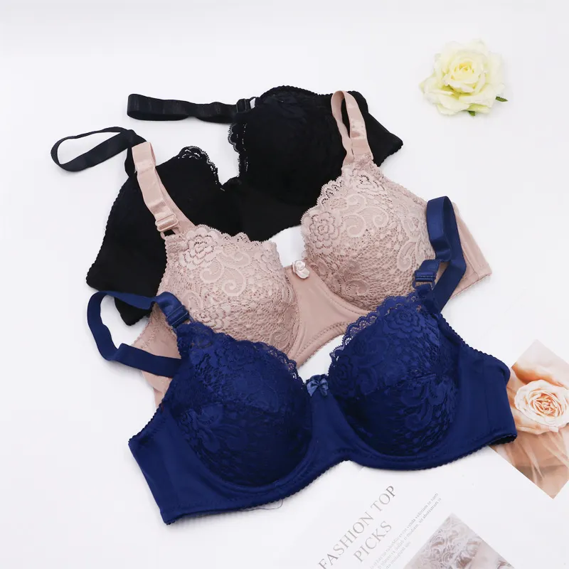 China manufacturer underwire plus size bra unpadded wholesale cheap price ready goods nice lace bra without pads