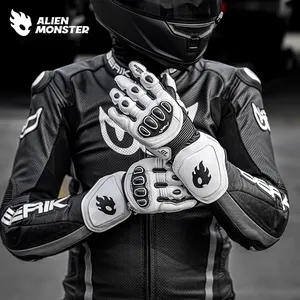 ALIEN canavar yüksek kalite yarış eldivenleri deri karbon Fiber kabuk rüzgar geçirmez motosiklet bisiklet eldiveni