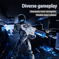Pistolet à eau double colonne pour garçons, jeu de tir extérieur cool, pistolet à eau électrique en plastique pleine puissance pour enfants avec lumière