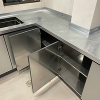 Armoire de cuisine en acier inoxydable personnalisable en gros ignifuge et étanche avec couleur métallique d'origine résistante aux rayures