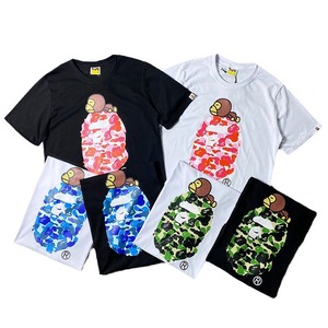 Cross-border Japan Camouflage Cartoon Monkey Print Short-sleeve Summer Pure Cotton 220 Grams Smart Casual Breathable - Product Image 1