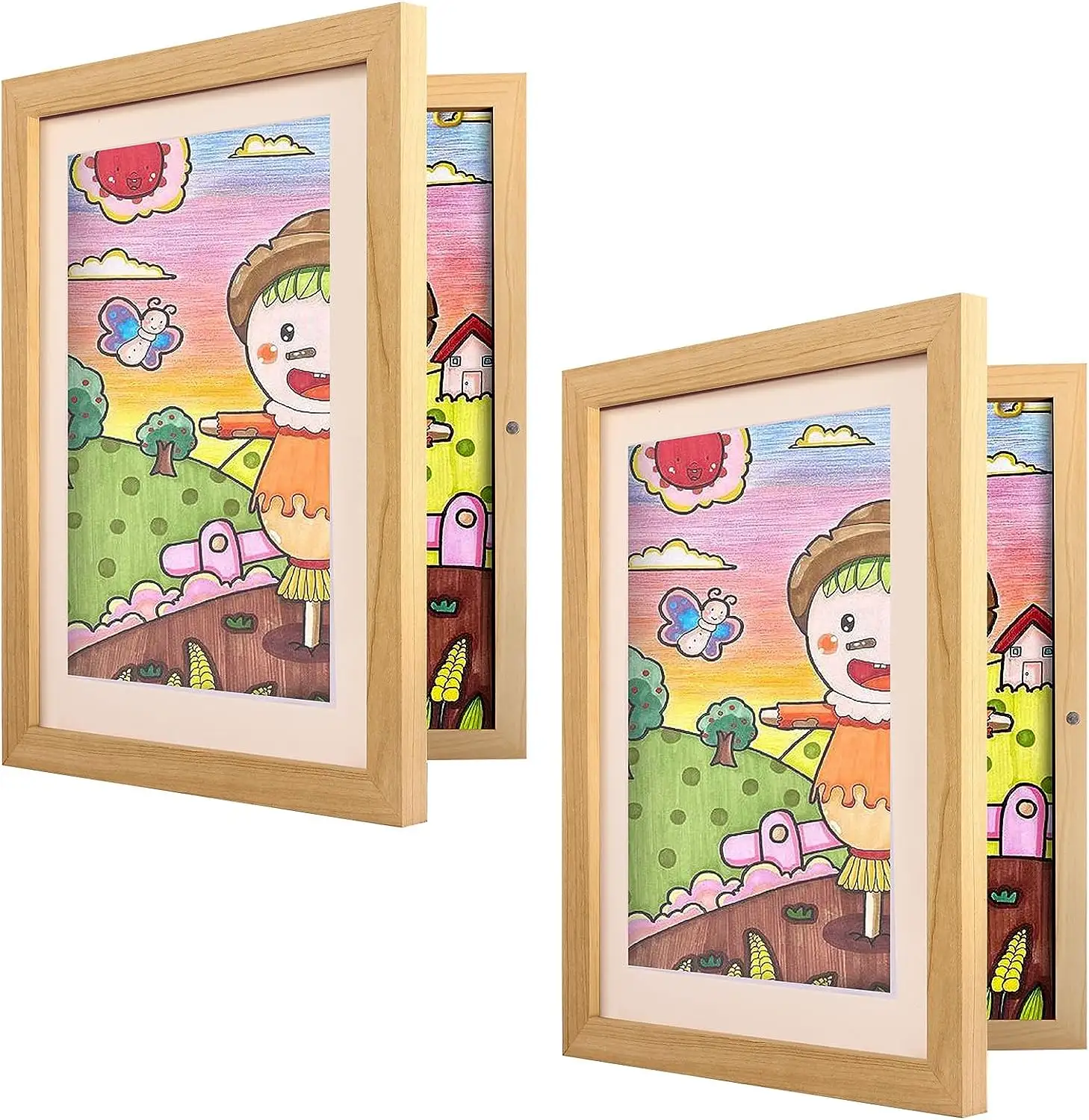 A4,A3,10*12,5 Zoll, 8,5*11 Zoll, 9*12 Zoll Front öffnung Glas Kinder Kunstwerk Rahmen mit Matte Display Holz Bild Kinder Kunst rahmen