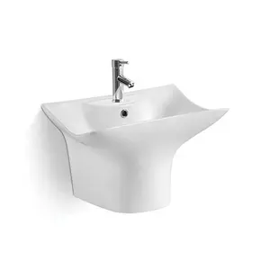 New Model Lavabo Rectangular Ceramic Wall Mounted Bathroom Sinks Ceramic Hand Wash Basin White Wall hung Basin