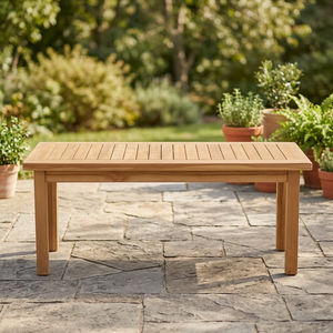 Solid Teak Wood Modern Outdoor <b>Dining</b> Table Weather Resistant <b>4</b>-Seater Non-Foldable - Product Image 4