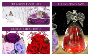 Statuette di Angeli in Vetro Trasparente con Fiori Secchi Viola e Luce per Donne, Fidanzate, Nonne, Mogli, Sorelle, Figlie, San Valentino - Product Image 5