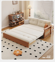 Sofá Cama Convertible de Lujo Moderno para Sala de Estar, Sofá de Madera de 2 Plazas, Plegable, con Funda de Terciopelo
