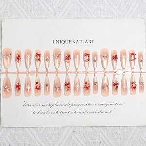 Faux Ongles <span class=keywords><strong>de</strong></span> Noë<span class=keywords><strong>l</strong></span> à Presser, Longs Amande Nude French 3D, Effet Œil <span class=keywords><strong>de</strong></span> Chat Doré Scintillant, pour Femmes, Fêtes et Usage Quotidien - Product Image 5