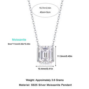 قلادة خانقة من الفضة عيار 925 مطلية بالذهب الأبيض مع حجر موسانيت VVS1 بقطع الزمرد 9*11 ملم، أفضل هدية للحبيبة لعام <span class=keywords><strong>2026</strong></span> - Product Image 2