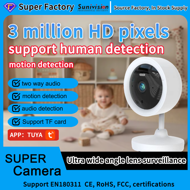 Mini WiFi Security Camera Indoor 1080P 3MP Tuya Smart App Wireless Home Camera Motion Detection