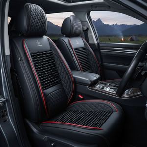 Fundas y Cojines de Asiento de Coche de Lujo de Alta Calidad K5, Universales, de Cuero y Cuentas de Madera, de 5 Piezas, para Todas las Estaciones - Product Image 3