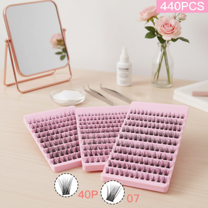 Asiteo 500 pz extension ciglia individuali da te grappoli sottili naturali 07-40pc-50pc combinazioni di ciglia arricciate per perfetto - Product Image 3