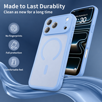 Coque de téléphone portable antichoc magnétique dépolie mate anti-jaunissement avec protection d'appareil photo en TPU PC transparent pour iPhone 16 17 18 Pro Max