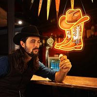 Kavaas Cowboy Boot Enseigne au néon Décoration murale occidentale pour chambre à coucher Bar Man Cave-Meilleurs cadeaux pour les amateurs de rodéo Anniversaire Noël